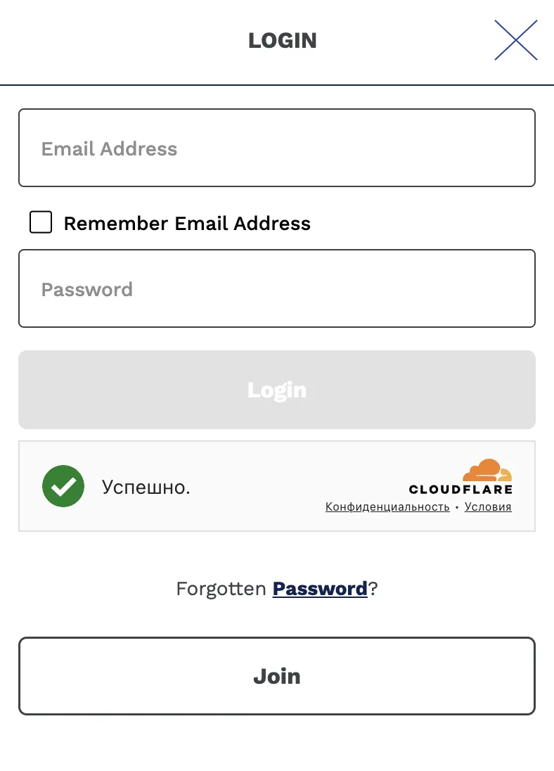 Schermata di login Wincasino